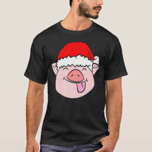 Pig With Santa Hat Funny Pig Lover Christmas Pig T-Shirt