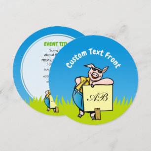 Pig with Sign Invitation
