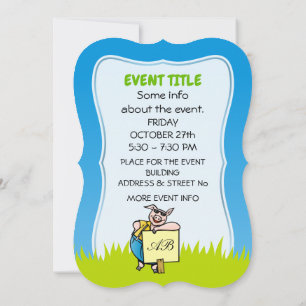 Pig with Sign Invitation