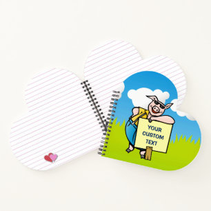 Pig with sign notebook
