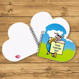 Pig with sign notebook