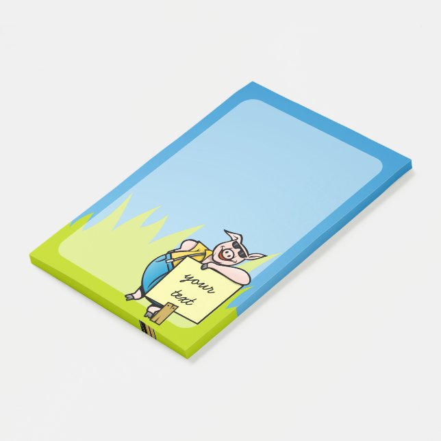 Pig with Sign Post-it Notes (Angled)