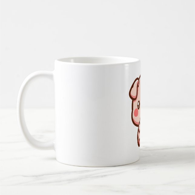 Pig with Strawberry  Coffee Mug (Left)