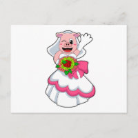 Pig with Wedding dress & Bunch of Flowers