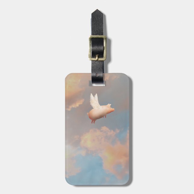 pig with wings luggage tag (Front Vertical)