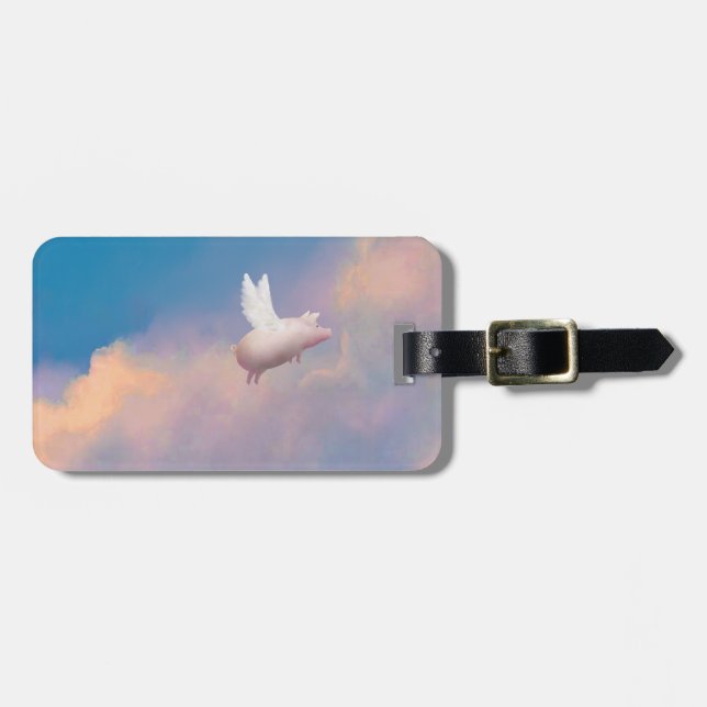 pig with wings luggage tag (Front Horizontal)