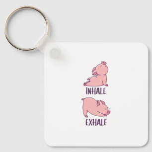 Pig Yoga Cute Pigs Doing Sport inhale exhale Key Ring