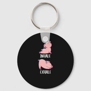 Pig Yoga Cute Pigs Doing Sport inhale exhale Key Ring