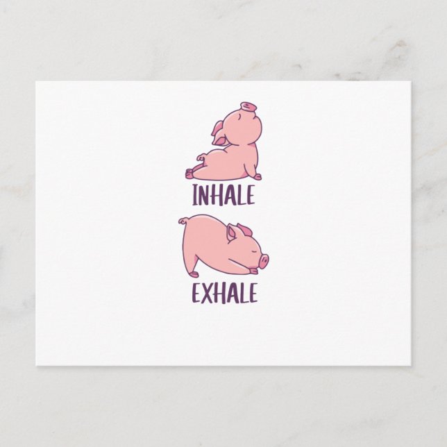 Pig Yoga Cute Pigs Doing Sport inhale exhale Postcard (Front)