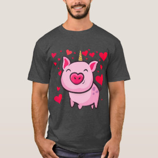 Pigacorn Unicorn Pig Lovers Valentines T-Shirt