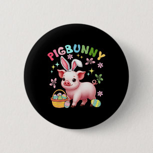Pigbunny Cute Pig Cosplay Bunny Hunting Eggs Easte 6 Cm Round Badge