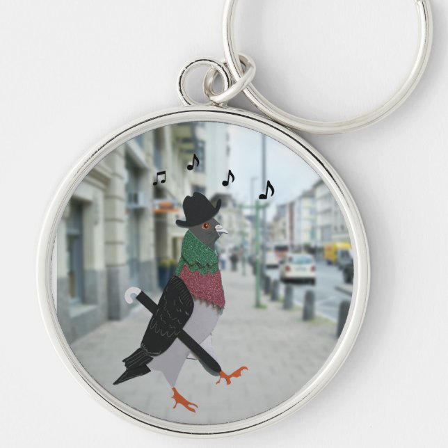 Pigeon About Town Editable Funny  Key Ring (Front)