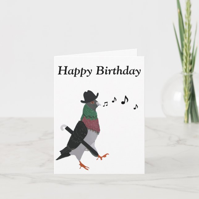 Pigeon About Town editable  Holiday Card (Front)