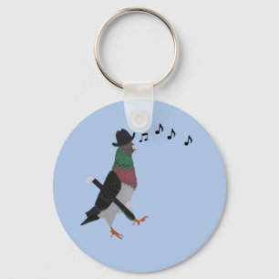Pigeon About Town Funny Key Ring