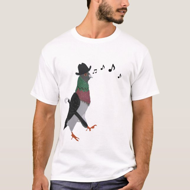 Pigeon About Town Funny T-Shirt (Front)