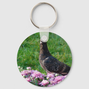 Pigeon and Mums Key Ring