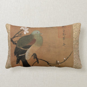 Pigeon and peach blossom lumbar cushion