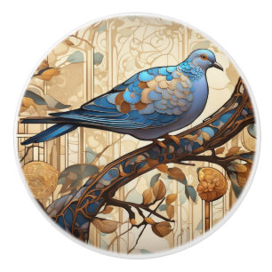 Pigeon Art Nouveau Art Deco Bird Ceramic Knob