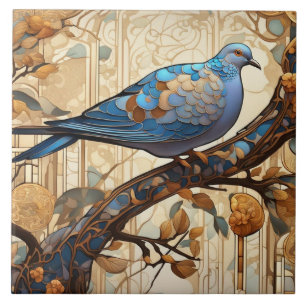 Pigeon Art Nouveau Art Deco Bird Ceramic Tile