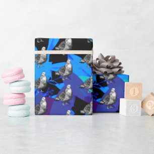 Pigeon Artwork Black & White Bird Sketch Wrapping Paper