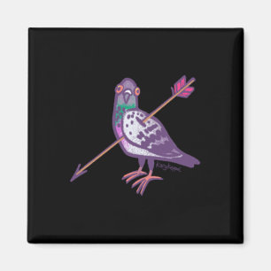 Pigeon Battle On Purple Sticker Magnet