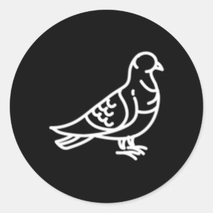 Pigeon Bird Badge Patch Line Icon Outline Classic Round Sticker