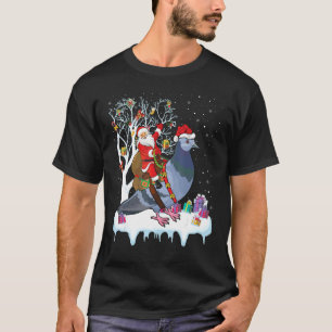 Pigeon Bird Lover Xmas Santa Riding Pigeon Christ T-Shirt