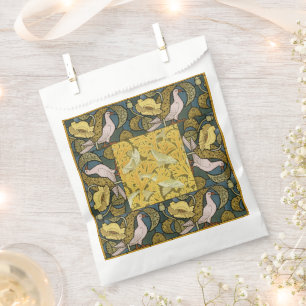 Pigeon Blue Yellow Fish Art Nouveau Favour Bag