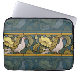 Pigeon Blue Yellow Fish Art Nouveau Laptop Sleeve