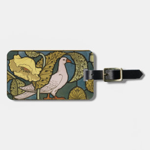 Pigeon Blue Yellow Fish Art Nouveau Luggage Tag