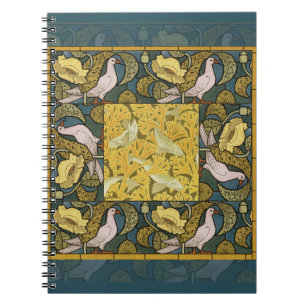 Pigeon Blue Yellow Fish Art Nouveau Notebook