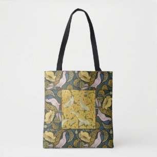 Pigeon Blue Yellow Fish Art Nouveau Tote Bag