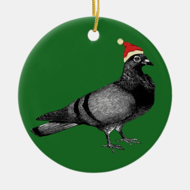 pigeon christmas ceramic ornament (Front)