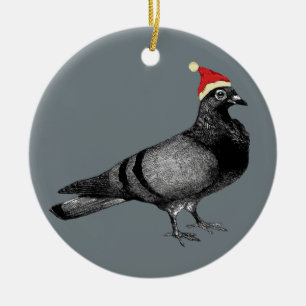 pigeon christmas ceramic ornament