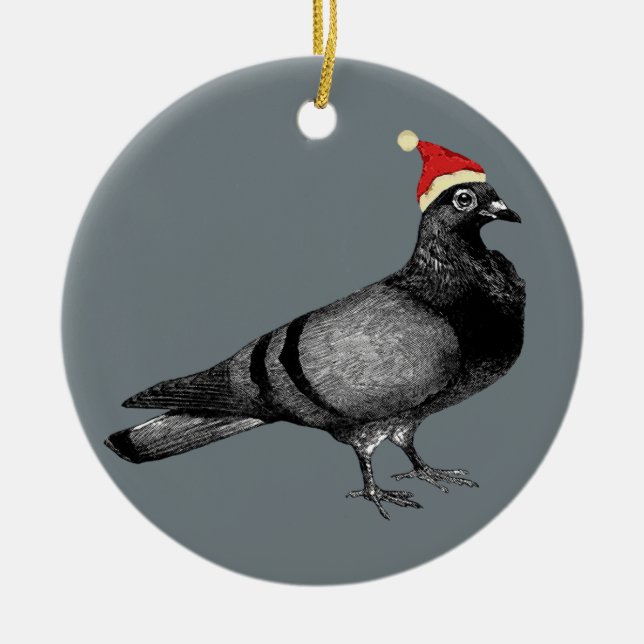 pigeon christmas ceramic ornament (Front)