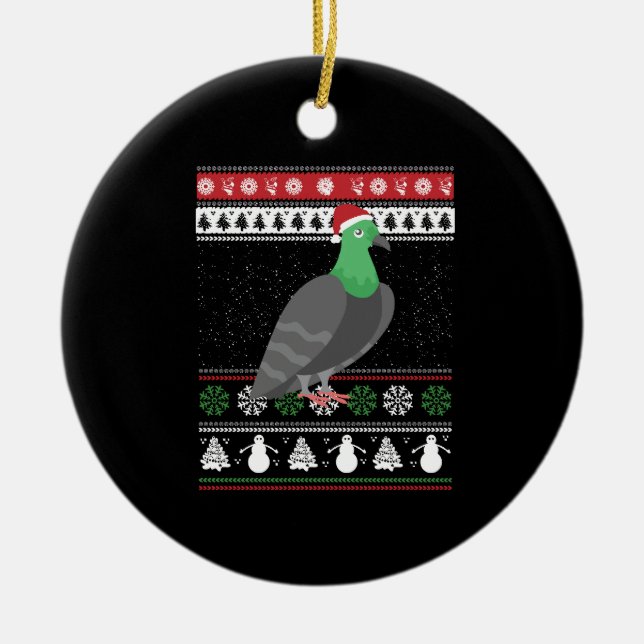 Pigeon - Christmas Pigeon Ugly Christmas Ceramic Ornament (Front)