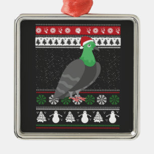 Pigeon - Christmas Pigeon Ugly Christmas Metal Ornament
