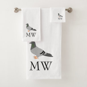 Pigeon Design Monogrammed Bath Towel Set