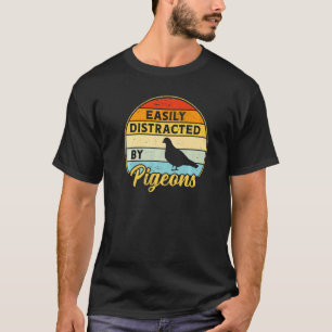 Pigeon Easily Distracted Retro Sunset Cute Pet T-Shirt