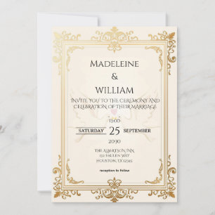 Pigeon Elegant Luxury Gold Wedding  Save The Date