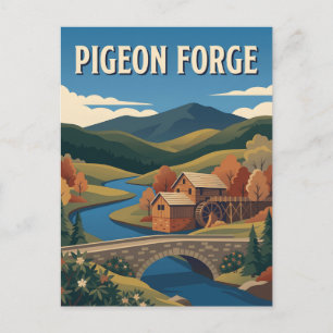 Pigeon Forge Tennessee Mill Retro Vintage Poster Postcard