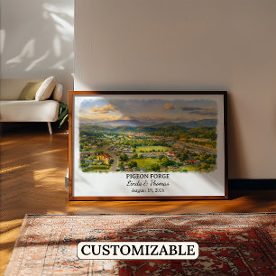 Pigeon Forge Tennessee Poster, Watercolor, Custom Poster