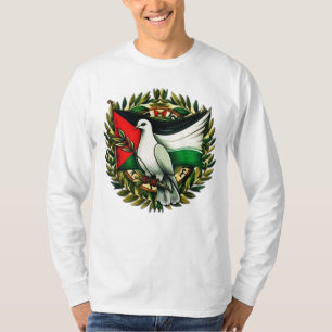Pigeon Hold olive leaf Palestine Flag, Free Gaza T-Shirt