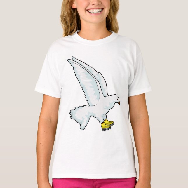 Pigeon Ice skating Ice skates T-Shirt (Front)