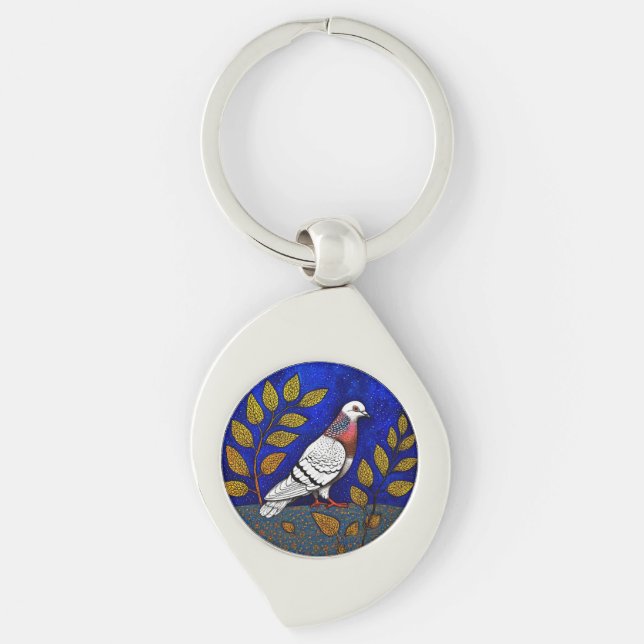 Pigeon illustration key ring (Front)