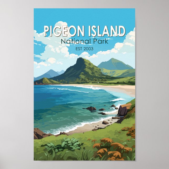 Pigeon Island National Park Saint Lucia Travel Art Poster (Front)