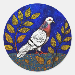 Pigeon Nature Lover Gift, Peace Dove Style Animal Classic Round Sticker