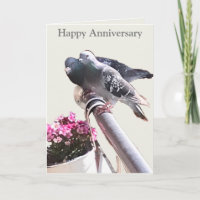 Pigeon pair and Flowers editable anniversary Card