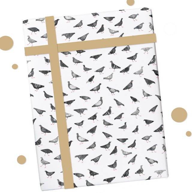 Pigeon Pattern Wrapping Paper (Fun pigeon bird pattern gift wrapping paper roll)