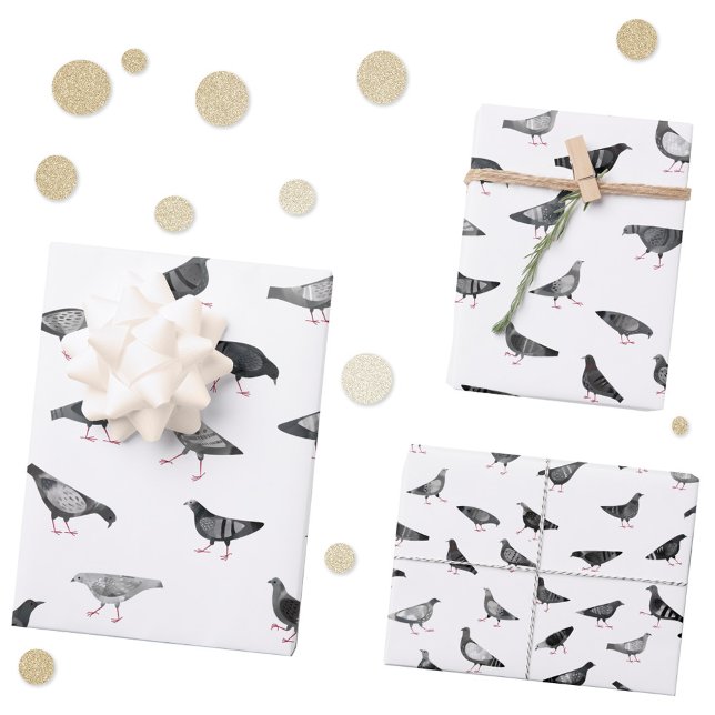 Pigeon Pattern Wrapping Paper Sheet (Fun pigeon pattern gift wrapping paper sheets)